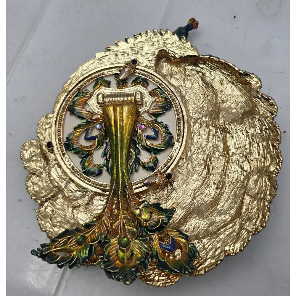 STUNNING WM Bohemian Enamel/Austrian Rhinestone Peacock Ornate Photo Frame